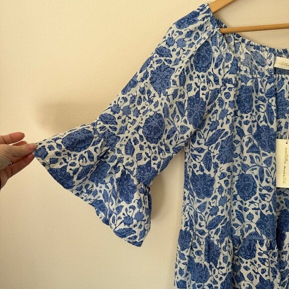 Natalie Martin Womens 100% Silk Mesa Maxi Dress Sz M Geranium Print Boho Prairie - Picture 3 of 9